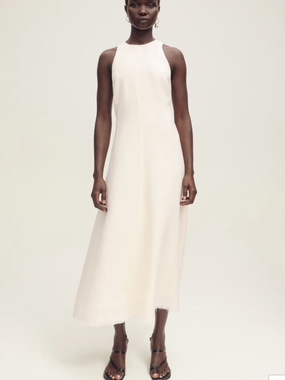 Mango LINEN DRESS WITH FRAYED HEM